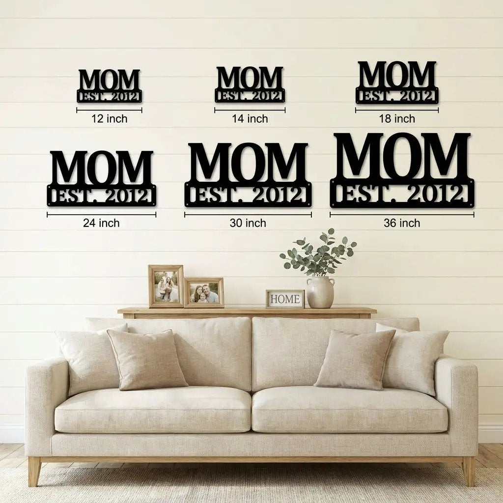 Mom Est. Year Metal Wall Art – Personalized Mom Sign – Custom Mother Established Date Sign – Mother’s Day Gift Wall Decor