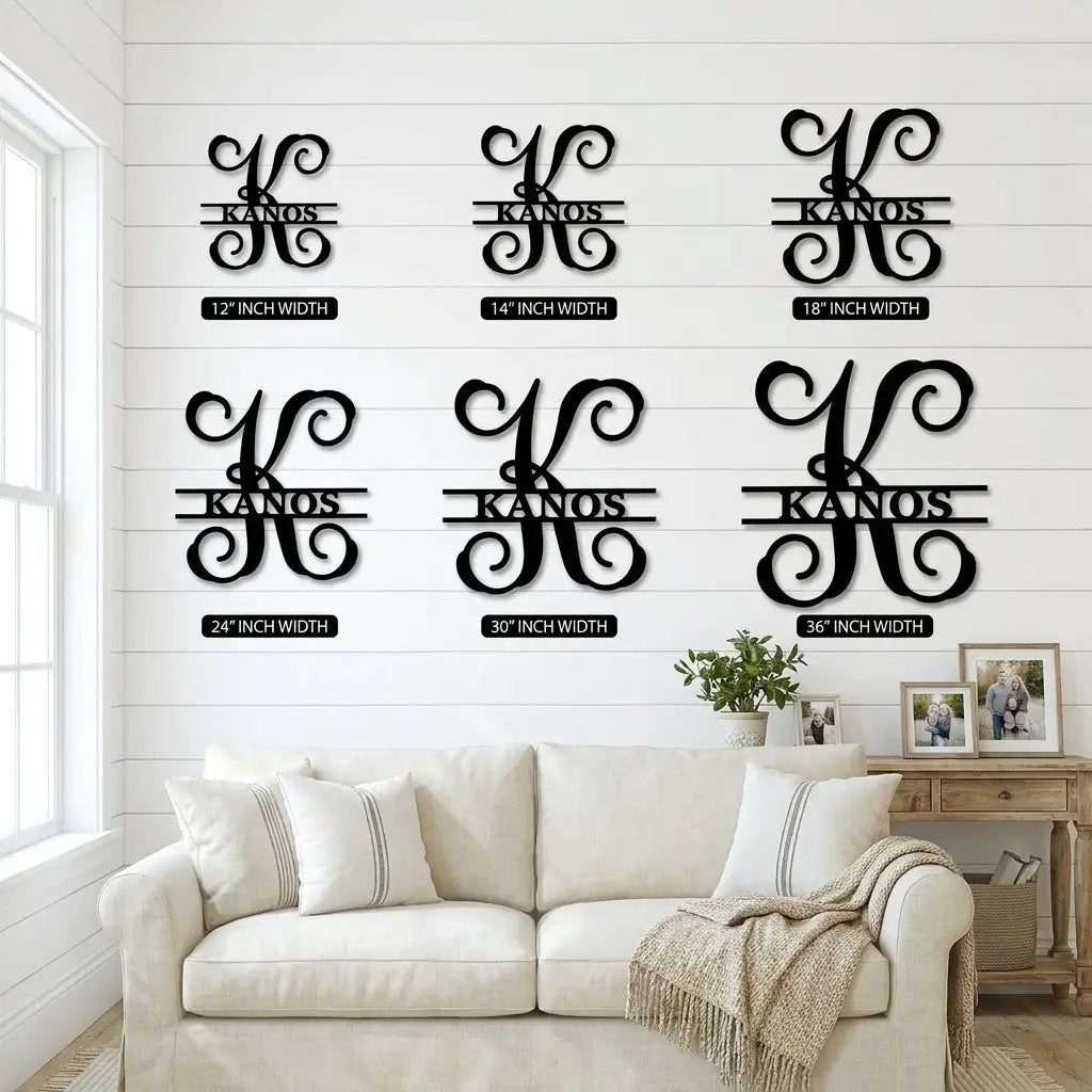Family Name and Initial Personalized Metal Art Wall Sign