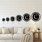Initial Family Name Personalized Indoor Outdoor Steel Wall Sign Art