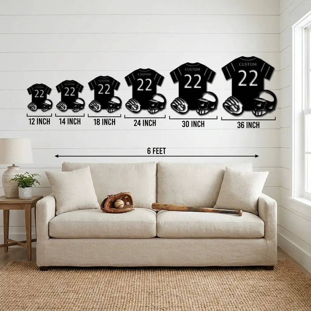 Baseball Gear Custom Name and Jersey Number Metal Wall Sign