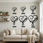 Family Name Heart Metal Wall Art Sign – Custom Steel Family Love Monogram – Laser Cut Amish Crafted Metal Home Decor