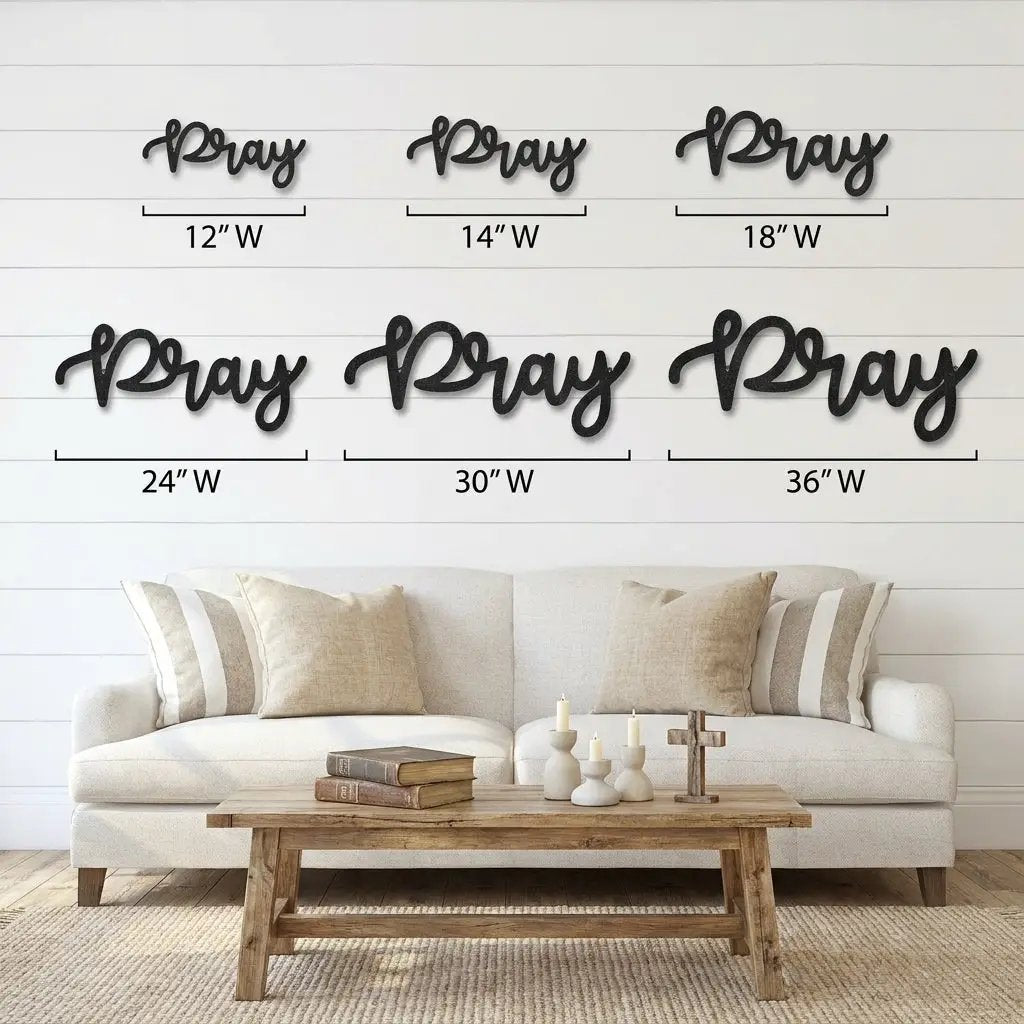 Pray Metal Wall Art – Christian Wall Decor – Faith Script Sign – Religious Home Decor