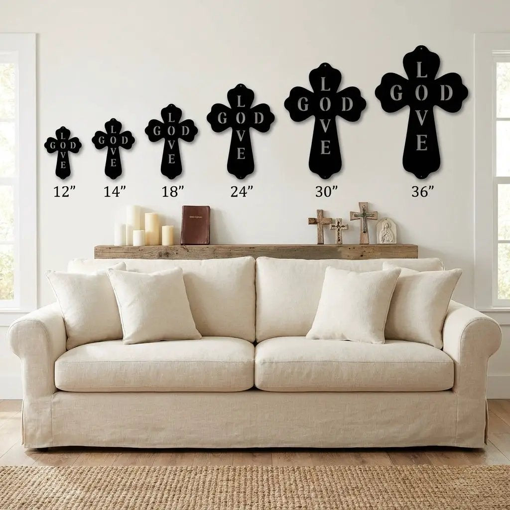 God Love Cross Metal Wall Art – Christian Wall Decor – Religious Cross Sign – Faith Home Decor – Bible Verse Style Wall Art