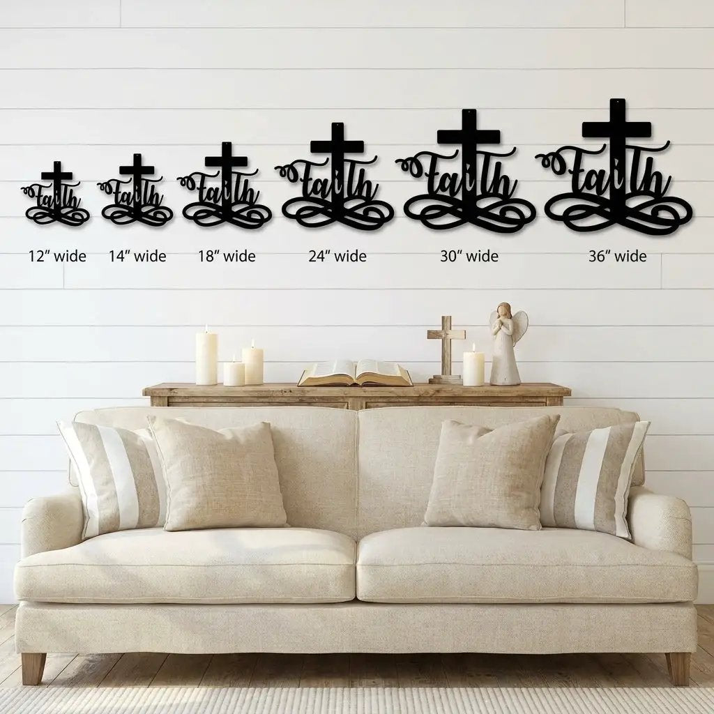 Faith Cross Metal Wall Art | Christian Scripture Decor | Inspirational Religious Wall Hanging