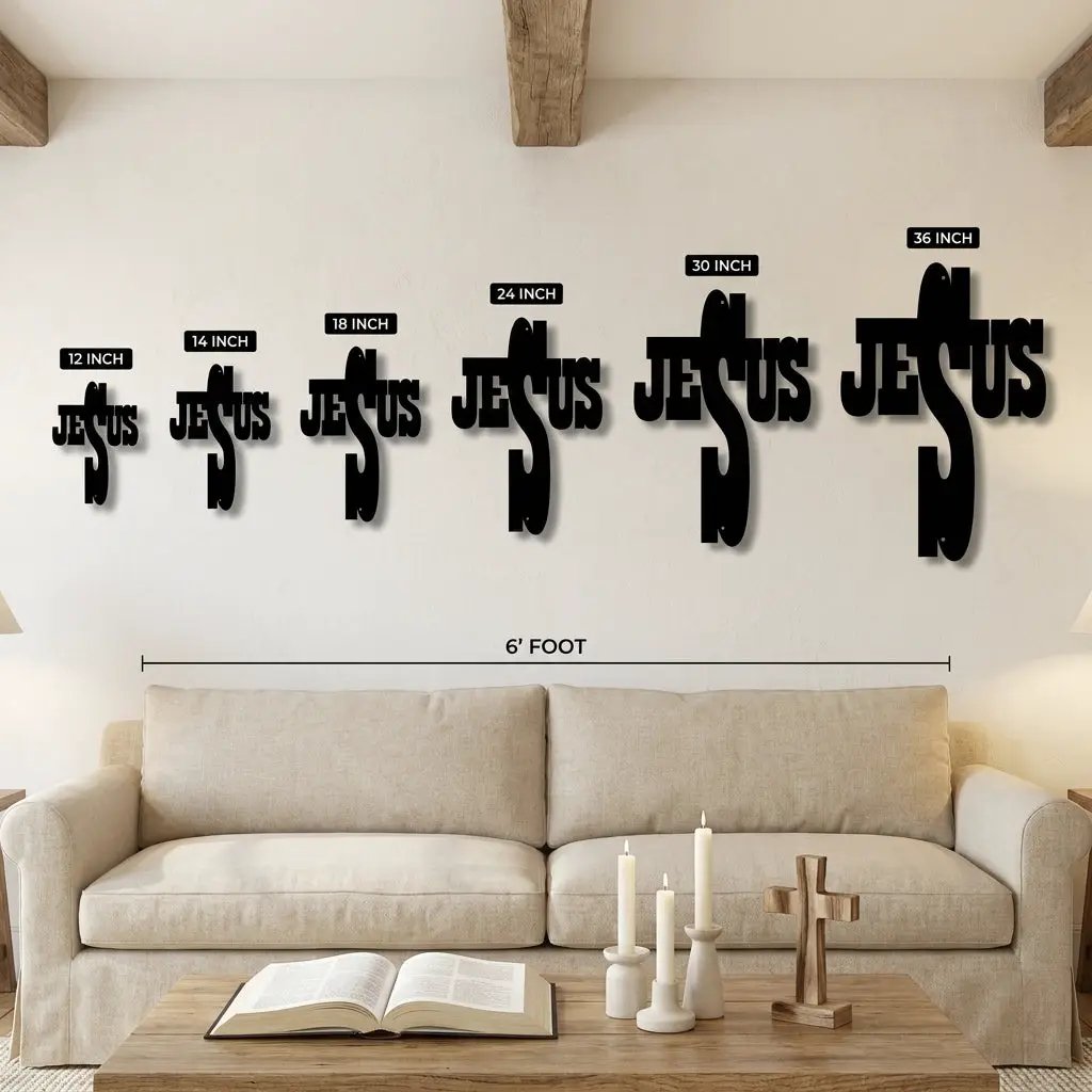 Jesus Cross Metal Wall Art | Christian Religious Decor | Inspirational Faith Wall Hanging
