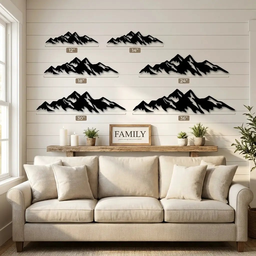 Mountain Ridge Metal Wall Art | Rustic Mountain Landscape Decor | Modern Cabin & Lodge Wall Hanging