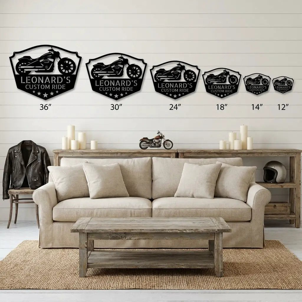 Personalized Motorcycle Metal Wall Art | Custom Bike Garage Sign | Biker Man Cave Decor
