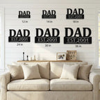 Personalized Dad Metal Wall Art | Custom Established Sign for Father | Rustic Family Name Decor