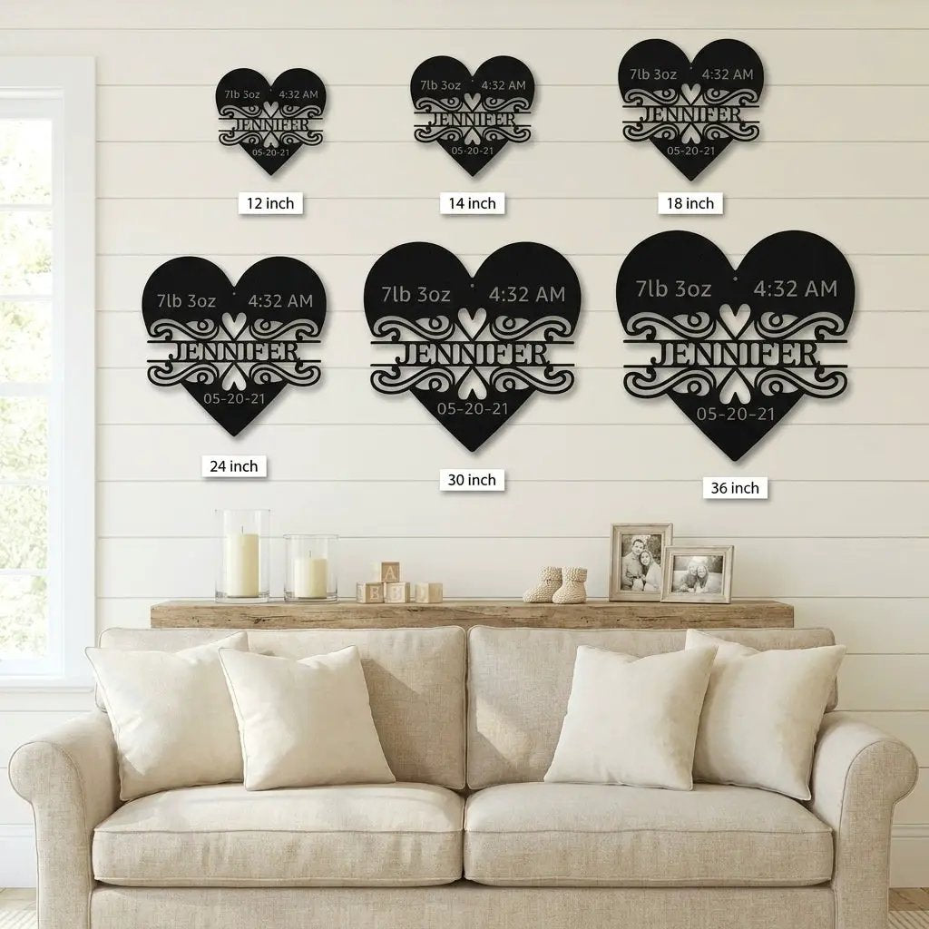 Newborn Baby Love Monogram Personalized Indoor Outdoor Steel Wall Sign Art