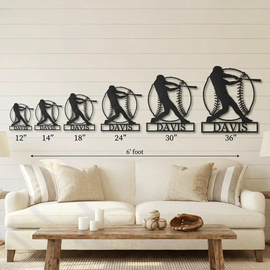 Personalized Baseball Metal Wall Art, Custom Name Baseball Player Sign, Sports Decor for Boys Room, Baseball Gift, Team Player Wall Decor