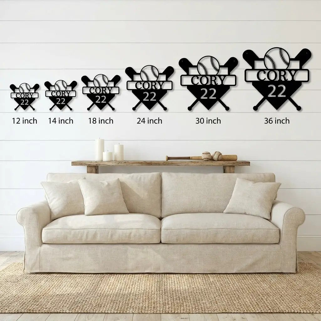 Baseball Home Plate Custom Name Metal Art Wall Sign