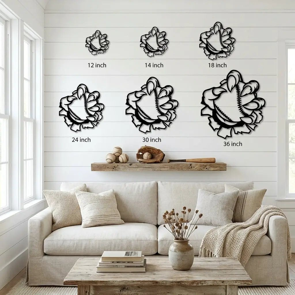 Baseball Monster Claw Metal Art Wall Sign