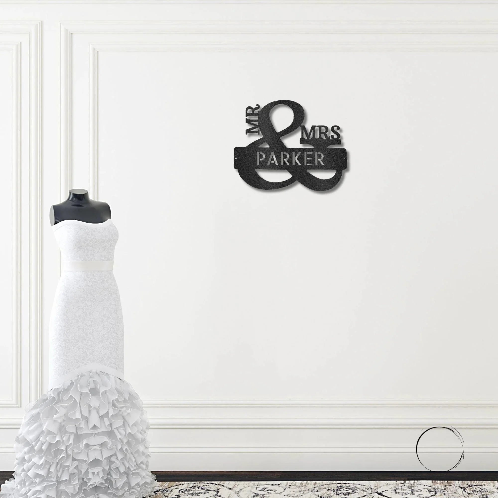 Couples Mr. and Mrs. Custom Name Monogram Indoor Outdoor Steel Wall Sign