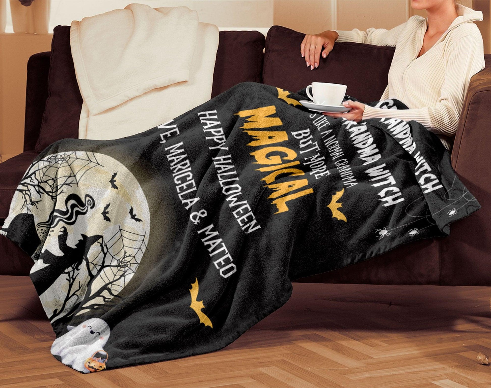 Halloween Personalized Mink Fleece Blanket - I'm the Grandma Witch But More Magical - Mallard Moon Gift Shop