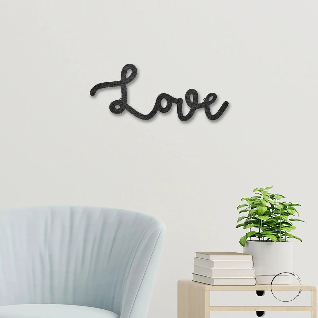 Love Script Metal Word Art Wall Sign
