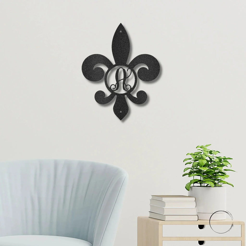 Fleur De Lis Personalized Initial Metal Art Wall Sign