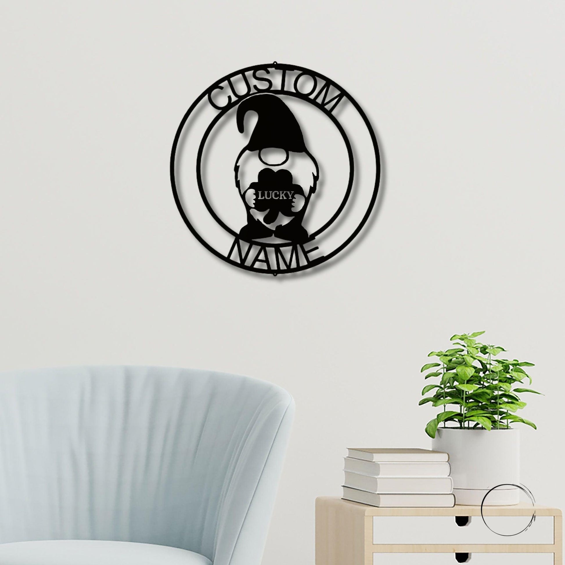 Gnome Lucky St. Patrick's Day Custom Name Metal Art Wall Sign Home Decor - Mallard Moon Gift Shop
