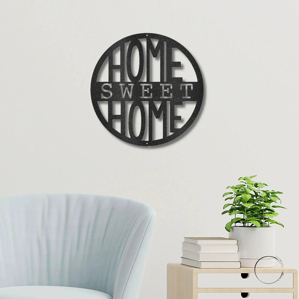 Home Sweet Home Circle Metal Art Wall Sign