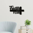 Faith Over Fear Christian Cross Metal Wall Art
