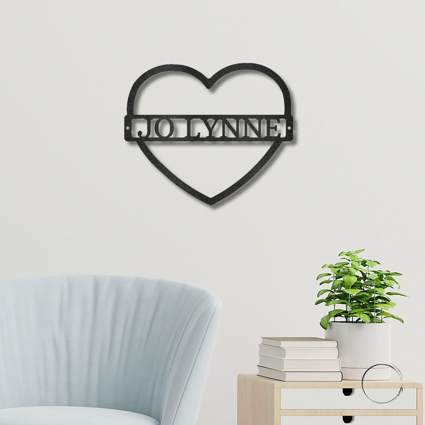 Custom Heart Shaped Monogram Personalized Steel Wall Sign - Mallard Moon Gift Shop