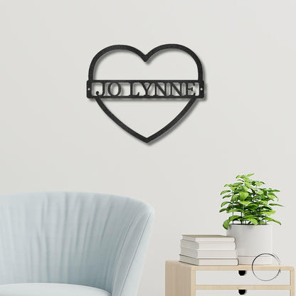Custom Heart Shaped Monogram Personalized Steel Wall Sign - Mallard Moon Gift Shop