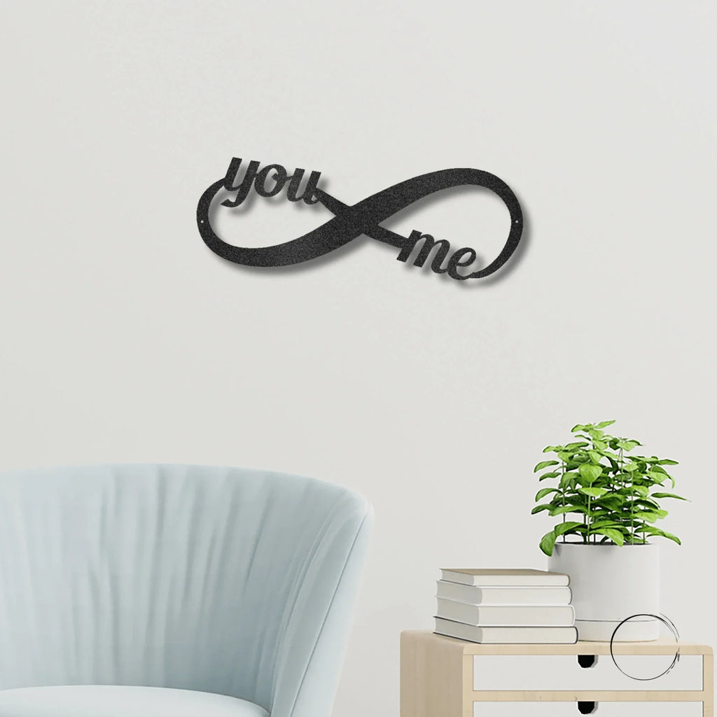 Romantic Home Decor "You & Me" Laser-Cut Infinity Metal Wall Art