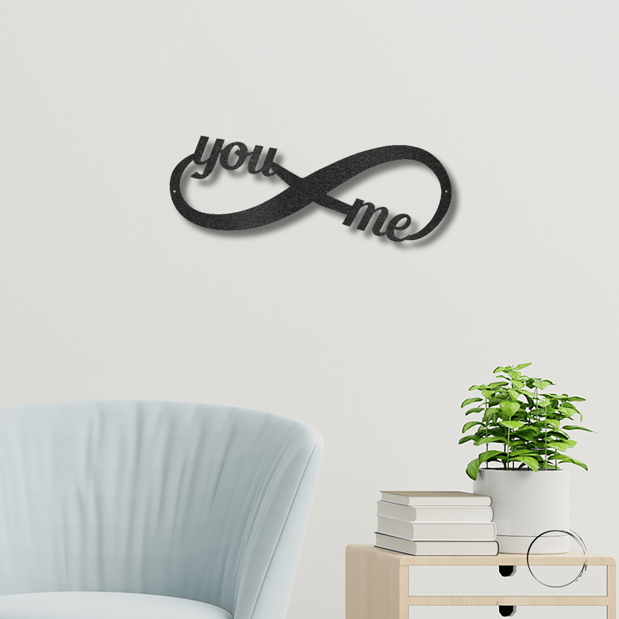 Romantic Home Decor "You & Me" Laser-Cut Infinity Metal Wall Art - Mallard Moon Gift Shop