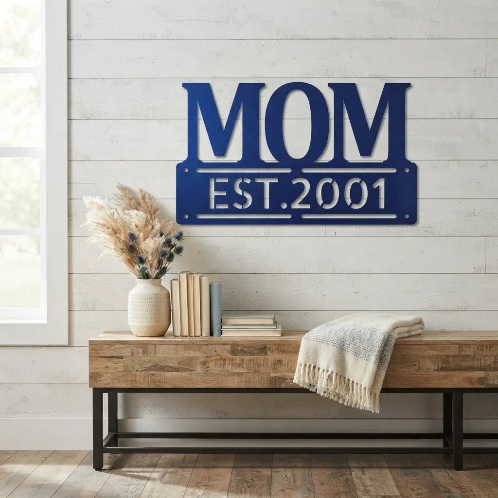 Personalized Mom Est. Year Metal Wall Art | Custom Mother's Day Gift | Mom Established Sign | Metal Home Decor | Made in USA