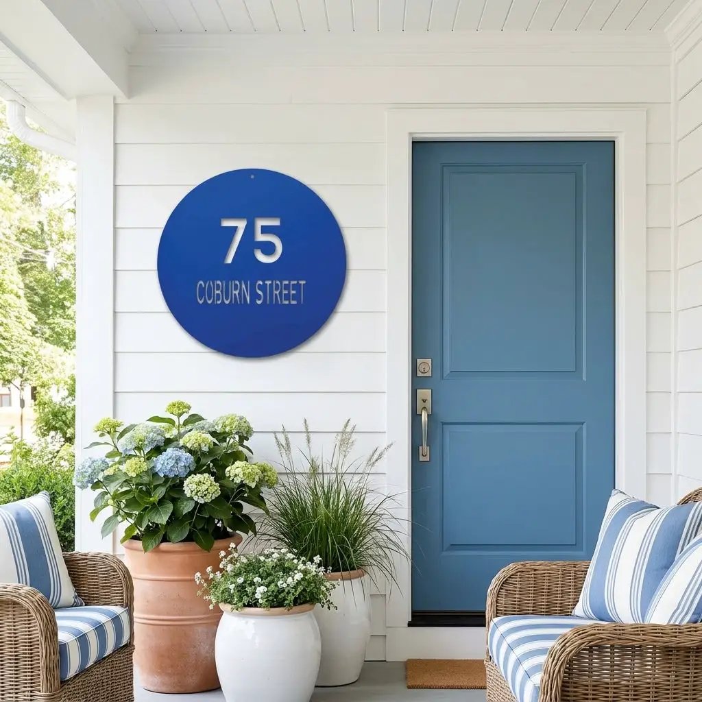 Circle Address Personalized Steel Wall Sign Custom Metal Art