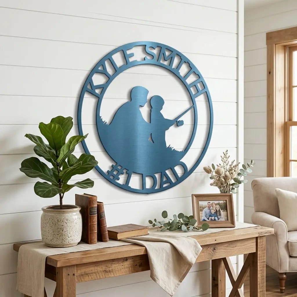 Personalized Father and Son Fishing Sign, Custom Dad Gift, Fishing Wall Decor, Father’s Day Gift, Gift for Fisherman, Metal Wall Art