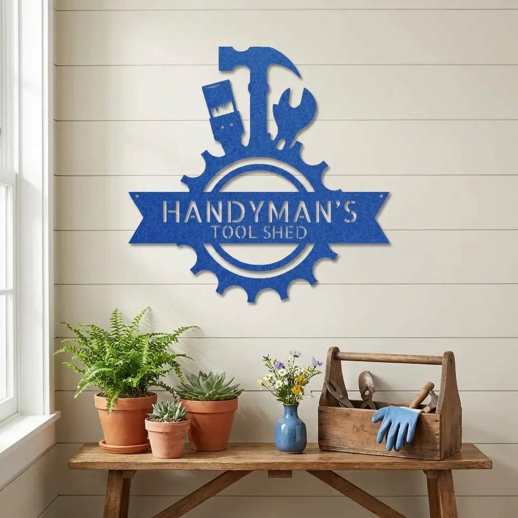 Personalized Handyman Metal Wall Art – Custom Tool Sign – Mechanic Garage Decor – Workshop Wall Art – Gift for Dad