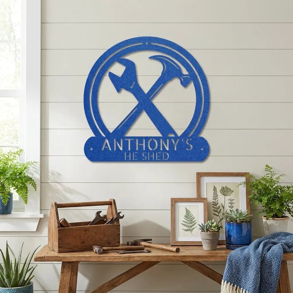 Personalized Workshop Metal Sign, Custom Garage Sign, He Shed Sign,