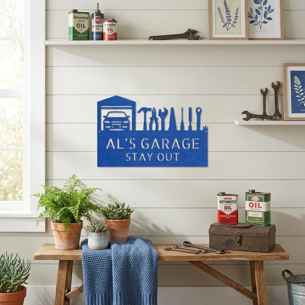 Garage Personalized Metal Sign, Custom Mechanic Wall Art, Car Enthusiast Decor, Automotive Shop Sign