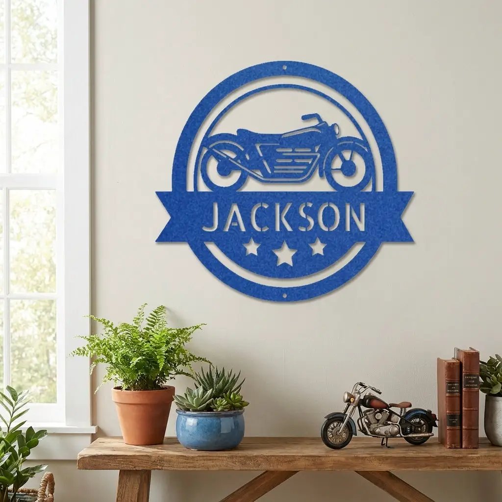 Personalized Motorcycle Metal Sign – Custom Biker Name Sign – Garage Wall Decor
