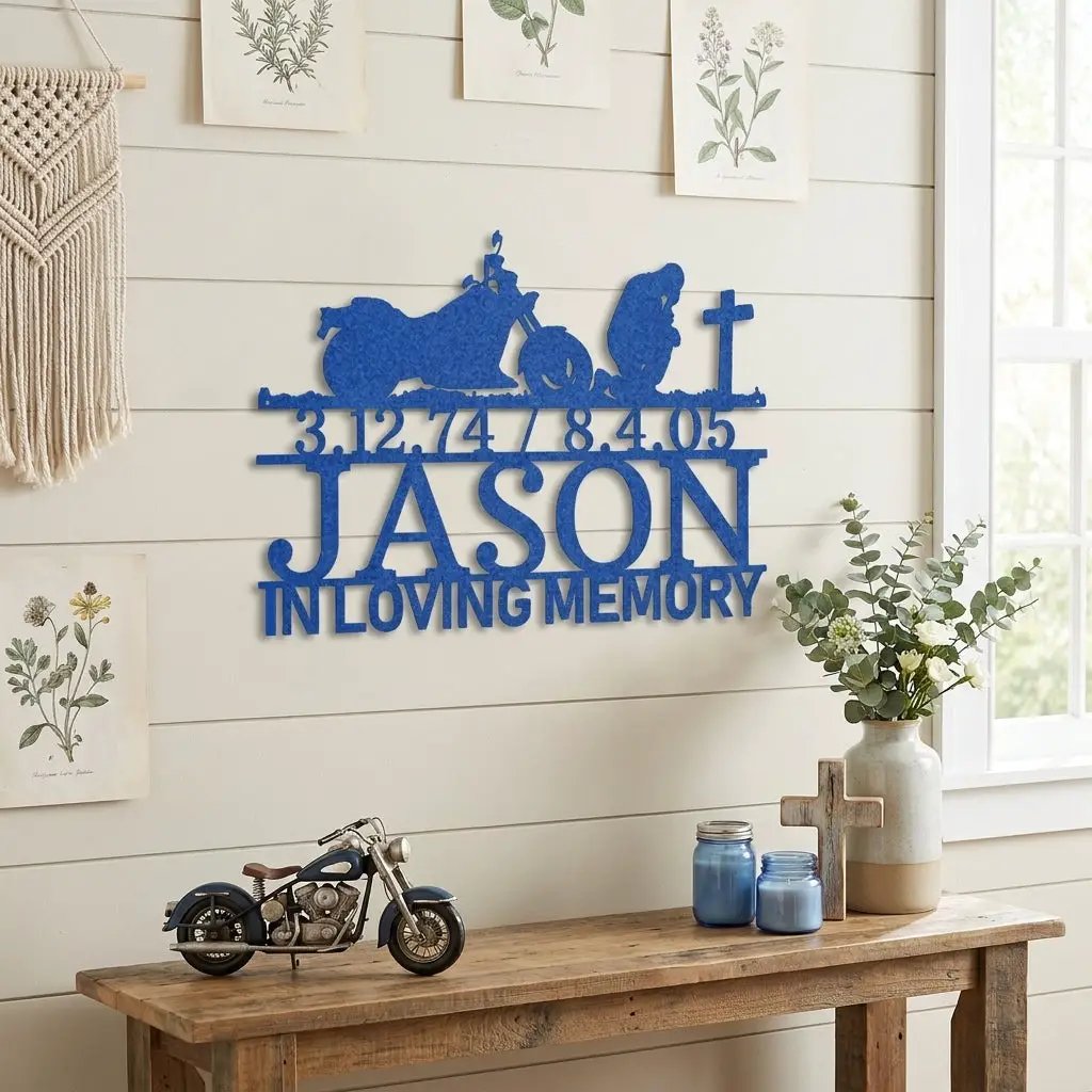 Motorcycle Memorial Metal Sign, Personalized In Loving Memory Sign, Custom Biker Memorial, Motorcycle Loss Gift