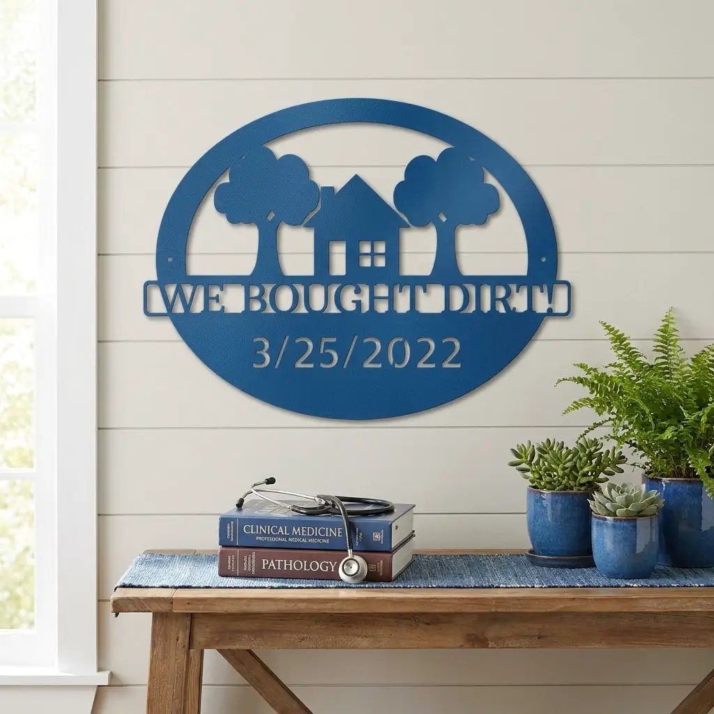 Custom New Home Steel Sign – Farmhouse Housewarming Gift with Established Date