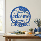 Personalized Pumpkin Metal Wall Art – Welcome Fall Sign with Family Name – Rustic Autumn Decor – Custom Front Door Pumpkin Sign – Farmhouse Fall Decor