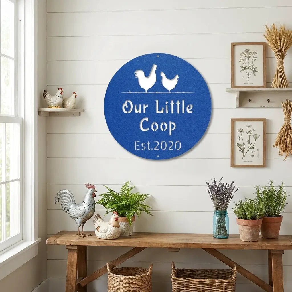 Our Little Coop Metal Sign – Personalized Chicken Coop Sign – Custom Farm Decor – Backyard Chicken Gift