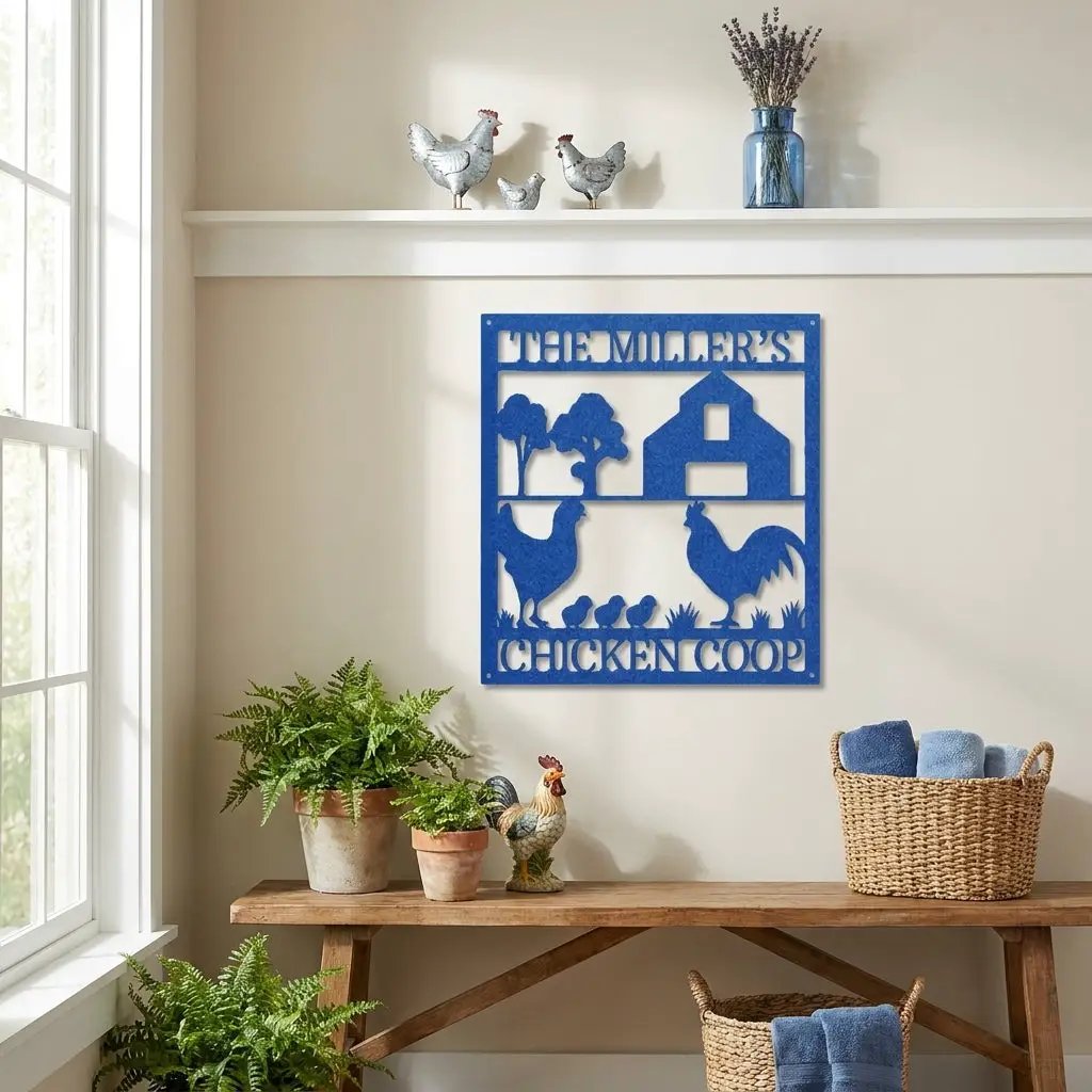 Personalized Chicken Coop Metal Sign – Custom Farm Sign – Backyard Chicken Decor – Farmhouse Wall Art