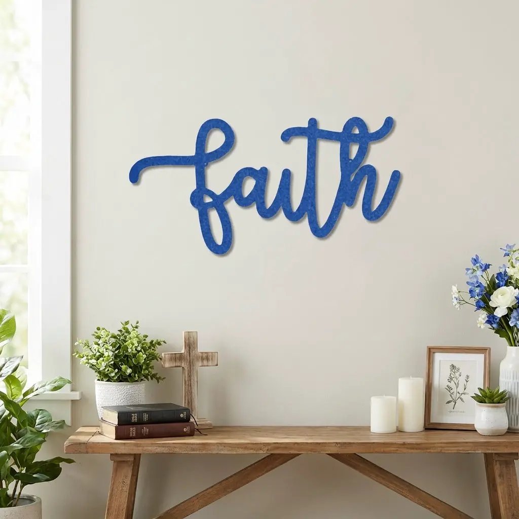 Faith Script Metal Wall Art – Christian Home Decor – Inspirational Metal Sign – Minimalist Religious Wall Decor
