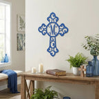 Personalized Initial Cross Metal Wall Art | Custom Monogram Christian Cross Decor | Ornate Faith Wall Hanging
