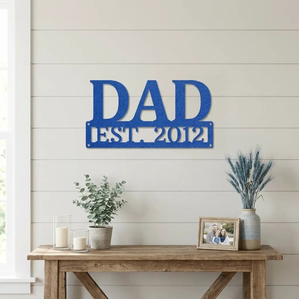 Dad Personalized Established Date Metal Aet Sign – Father’s Day Gift – Custom Family Decor