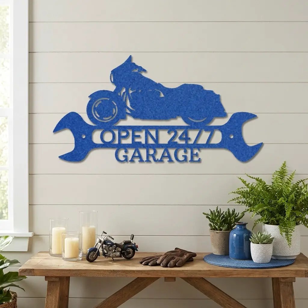 Personalized Motorcycle Garage Metal Sign – Biker Gift – Custom Name Metal Sign – Man Cave Decor – Garage Sign