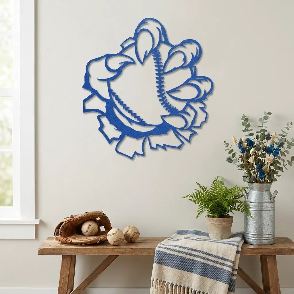 Baseball Monster Claw Metal Art Wall Sign