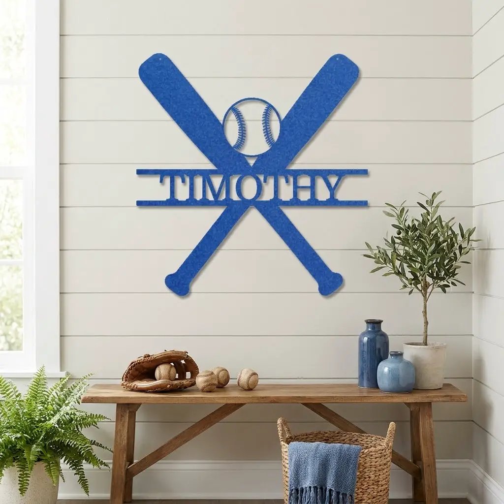Personalized Baseball Bat Metal Wall Art with Name, Custom Baseball Sign, Boys Room Decor, Sports Wall Art, Baseball Player Gift Idea