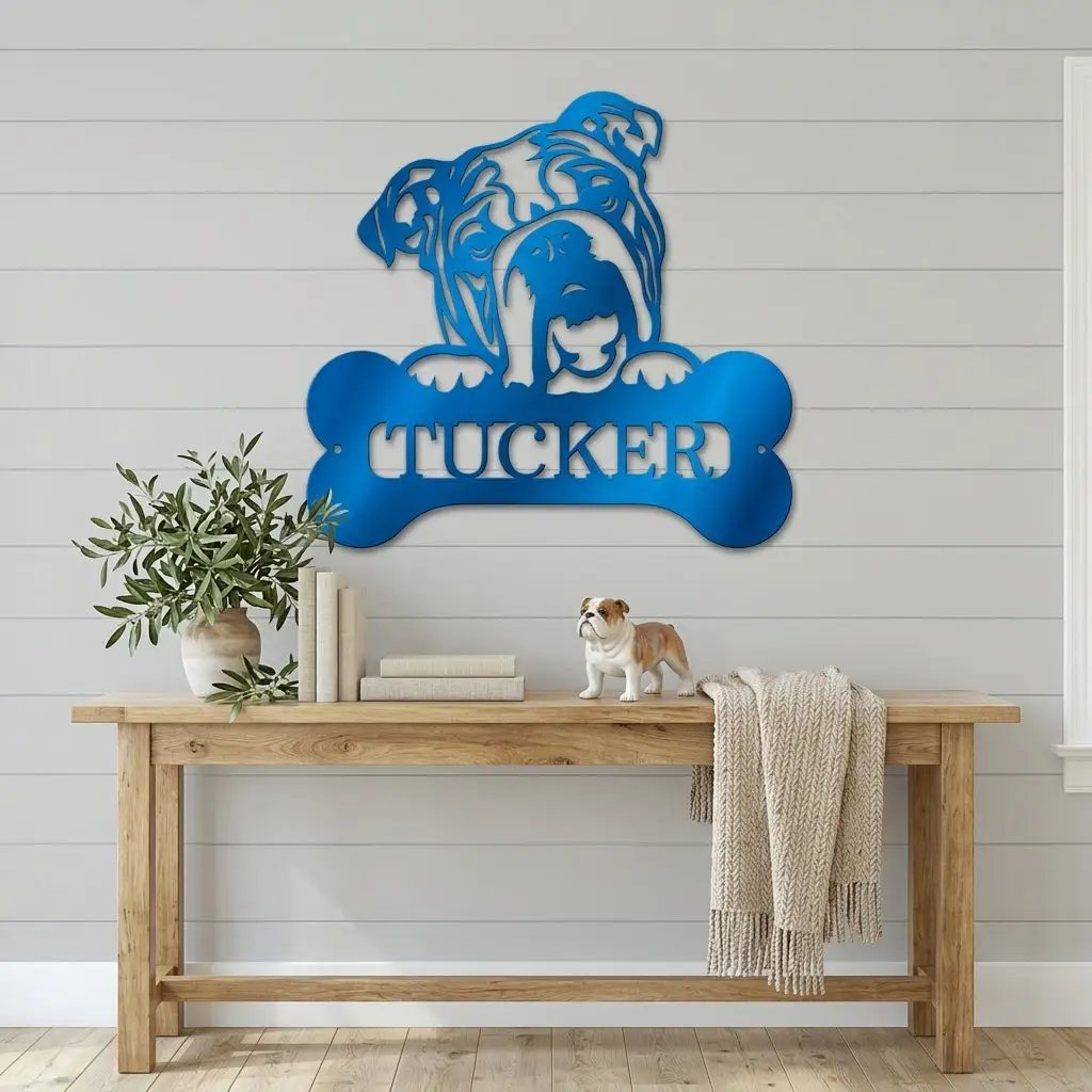 Bulldog Custom Name Metal Art Wall Sign
