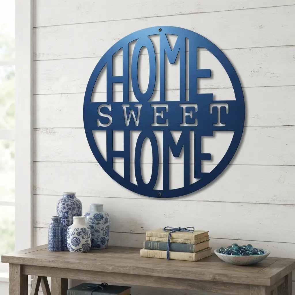 Home Sweet Home Metal Wall Art | Farmhouse Wall Decor | Rustic Home Sign | Modern Metal Wall Hanging | Made in USA