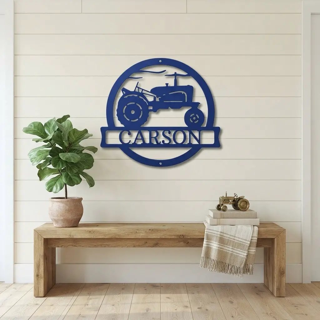 Personalized Tractor Metal Wall Art | Custom Farm Name Sign | Farmer Metal Sign | Rustic Farmhouse Decor | Country Wall Art | Made in USA