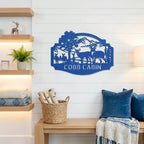 Personalized Deer Cabin Metal Wall Art – Rustic Family Name Sign – Hunting Lodge Decor – Custom Mountain Scene Steel Sign – Cabin Wall Decor Gift