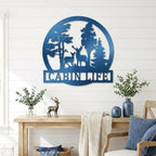 Deer in the Woods Personalized Metal Art Wall Sign: A Serene Slice of Nature for Your Home